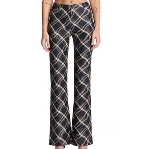 I.AM.GIA Black and Brown Plaid Flare Pants